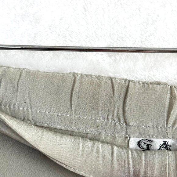 Gala Wide Leg High Rise 100% Silk Satin Pants Womens S Green Neutral - Picture 5 of 10